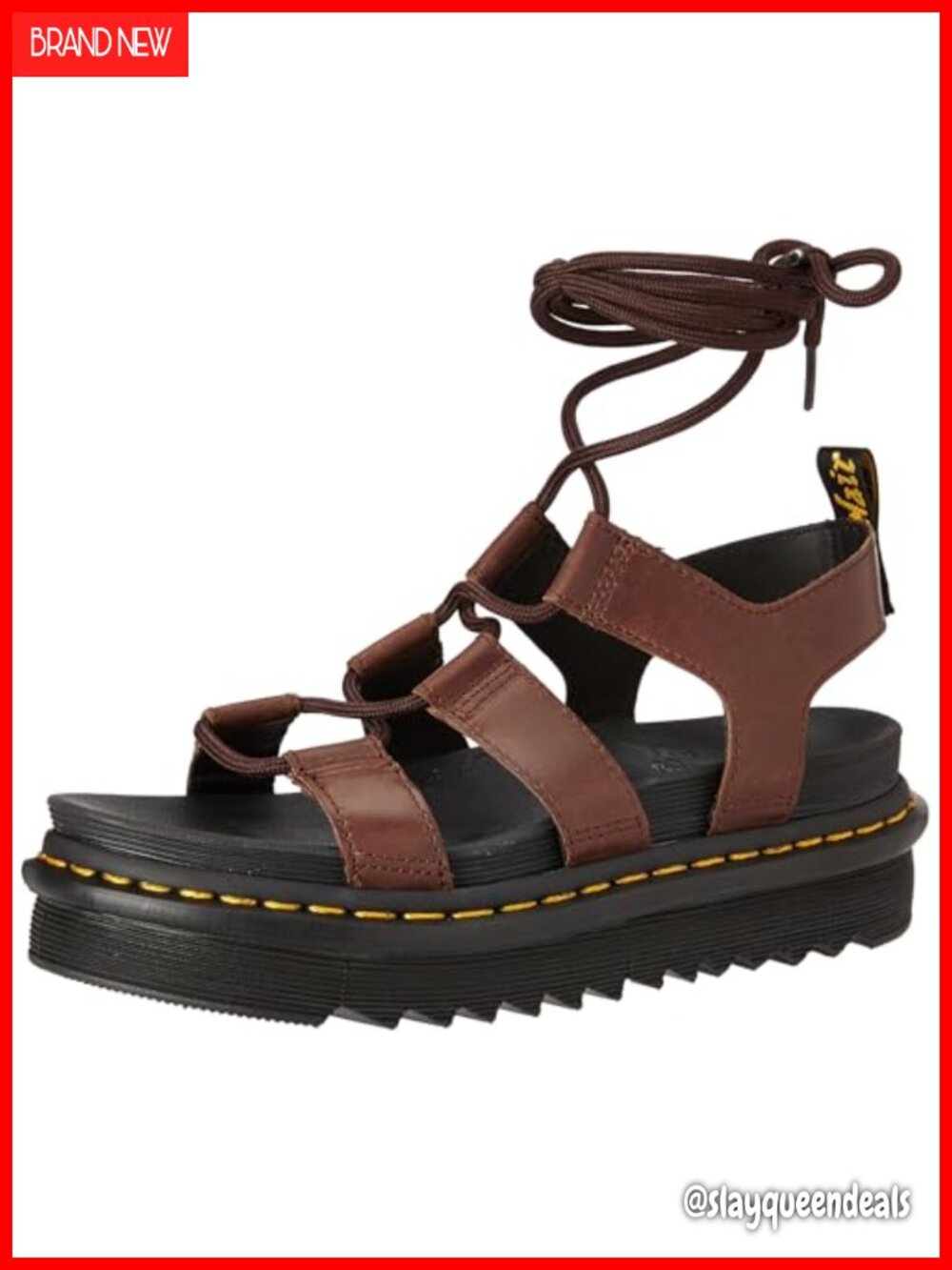Ankle-Tie Gladiator Platform Sandal EVA Leather 72in Laces
